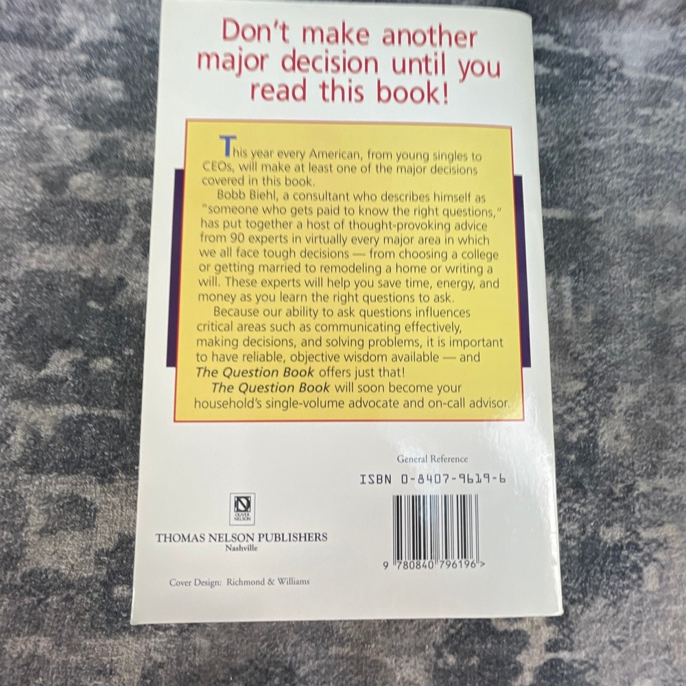 The Question Book Bobb Biehl 90 Experts Advice Decision Making Vintage Paperback - Picture 2 of 5